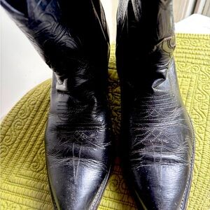 Justin Boots Black Leather Western Footwear